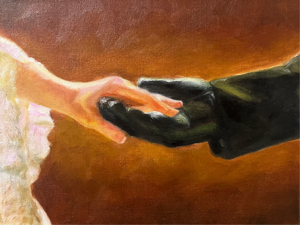 Christine And The Phantom Hand Scene Oil Painting 6 x 8