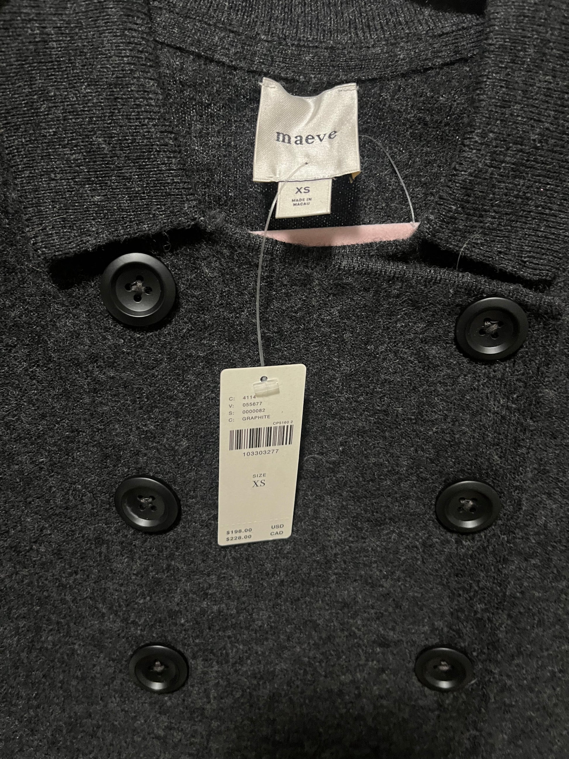 Anthropology Wool Pea Coat Cardigan