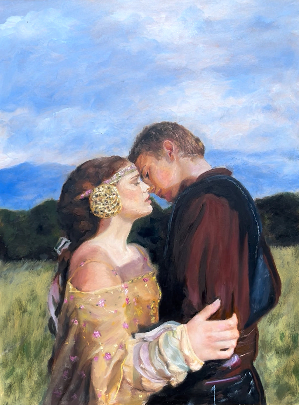 Anakin and Padme Oil Paint Art Print